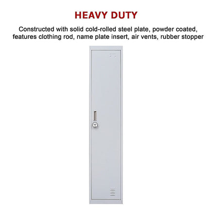 One-Door Office Gym Shed Clothing Locker Cabinet Furniture Kings Warehouse 