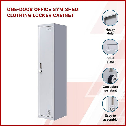 One-Door Office Gym Shed Clothing Locker Cabinet Furniture Kings Warehouse 