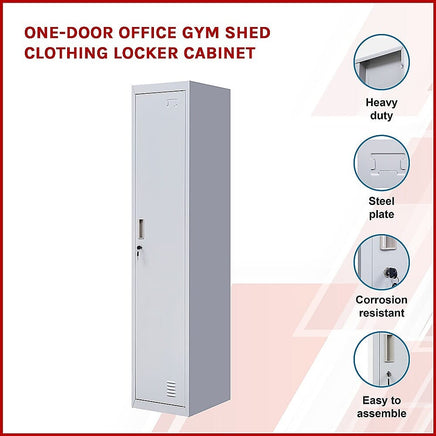 One-Door Office Gym Shed Clothing Locker Cabinet Furniture Kings Warehouse 