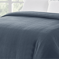 Organic Woven Herringbone Blue Blanket 228 x 228 cm EOFY Kings Warehouse 