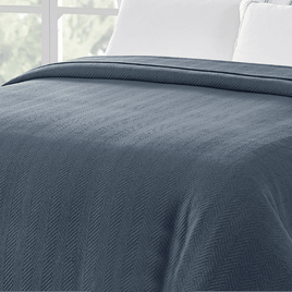 Organic Woven Herringbone Blue Blanket 228 x 228 cm EOFY Kings Warehouse 