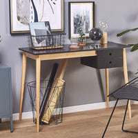 Oslo Desk with Drawer in Black & Natural Furniture Kings Warehouse 