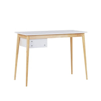 Oslo Desk with Drawer in White & Natural Furniture Kings Warehouse 