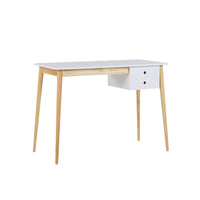 Oslo Desk with Drawer in White & Natural Furniture Kings Warehouse 