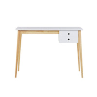 Oslo Desk with Drawer in White & Natural Furniture Kings Warehouse 