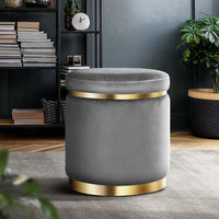 Ottoman Foot Stool Round Velvet Charcoal Furniture Kings Warehouse 