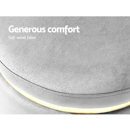 Ottoman Foot Stool Round Velvet Grey Furniture Kings Warehouse 