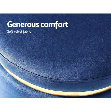 Ottoman Foot Stool Round Velvet Navy Furniture Kings Warehouse 