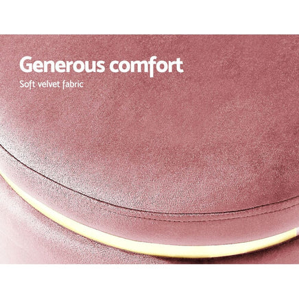Ottoman Foot Stool Round Velvet Pink Furniture Kings Warehouse 