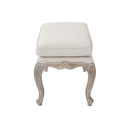 Ottoman Linen Fabric Beige Oak Wood White Washed Finish Furniture Kings Warehouse 