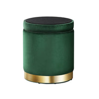 Ottoman Storage Foot Stool Round Velvet Green Furniture Kings Warehouse 