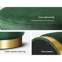 Ottoman Storage Foot Stool Round Velvet Green Furniture Kings Warehouse 