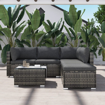 Ottoman-Style Outdoor Lounge Set in Grey Furniture Kings Warehouse 
