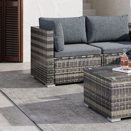 Ottoman-Style Outdoor Lounge Set in Grey Furniture Kings Warehouse 