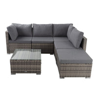Ottoman-Style Outdoor Lounge Set in Grey Furniture Kings Warehouse 