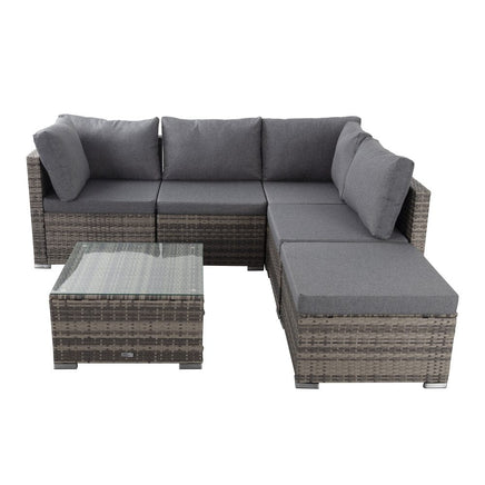 Ottoman-Style Outdoor Lounge Set in Grey Furniture Kings Warehouse 