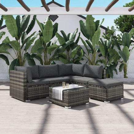 Ottoman-Style Outdoor Lounge Set in Grey Furniture Kings Warehouse 