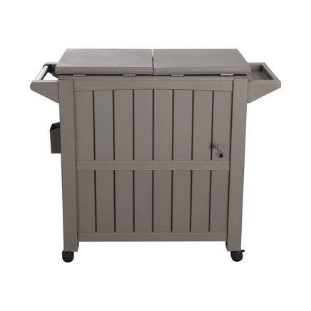 Outdoor Bar Serving Cart with Cooler Taupe Kings Warehouse 