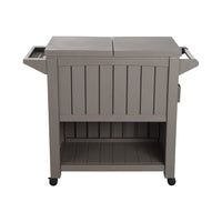 Outdoor Bar Serving Cart with Cooler Taupe