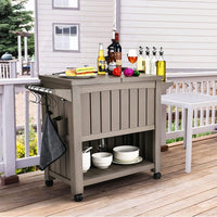 Outdoor Bar Serving Cart with Cooler Taupe Kings Warehouse 