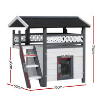 Outdoor Cat House Shelter 77cm x 50cm x 73cm Rabbit Hutch Wooden Condo Small Outdoor Cat House Pet Care Kings Warehouse 