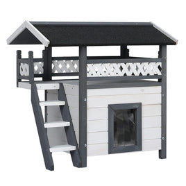 Outdoor Cat House Shelter 77cm x 50cm x 73cm Rabbit Hutch Wooden Condo Small Outdoor Cat House Pet Care Kings Warehouse 
