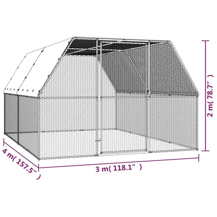 Outdoor Chicken Cage 3x4x2 m Galvanised Steel Kings Warehouse 