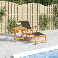 Outdoor Deck Chair with Table Solid Wood Acacia and Textilene Kings Warehouse 