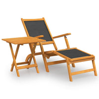 Outdoor Deck Chair with Table Solid Wood Acacia and Textilene Kings Warehouse 