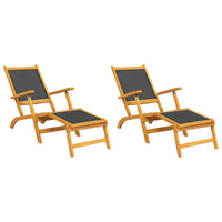Outdoor Deck Chairs 2 pcs Solid Wood Acacia and Textilene Kings Warehouse 