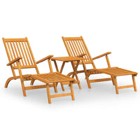 Outdoor Deck Chairs with Footrests and Table Solid Wood Acacia Kings Warehouse 