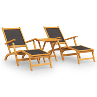 Outdoor Deck Chairs with Table Solid Wood Acacia and Textilene Kings Warehouse 