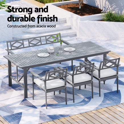 Outdoor Dining Set 5 Piece Wooden Table Chairs Setting Grey Furniture Kings Warehouse 