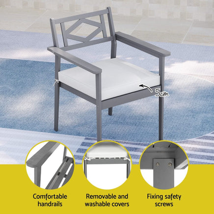 Outdoor Dining Set 5 Piece Wooden Table Chairs Setting Grey Furniture Kings Warehouse 