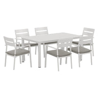 Outdoor Dining Set 7 Piece Aluminum Table Chairs Setting White Furniture Kings Warehouse 