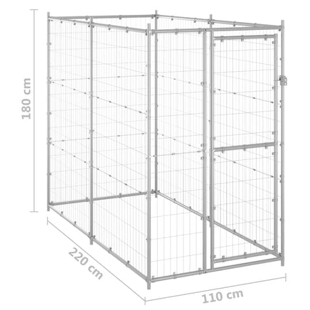 Outdoor Dog Kennel Galvanised Steel 110x220x180 cm Easter Eggciting Deals Kings Warehouse 