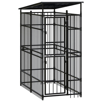 Outdoor Dog Kennel with Roof Steel 1.84 m² Kings Warehouse 
