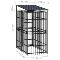Outdoor Dog Kennel with Roof Steel 1.84 m² Kings Warehouse 