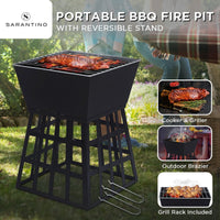 Outdoor Fire Pit for BBQ, Grilling, Cooking, Camping- Portable Brazier with Reversible Stand for Backyard Kings Warehouse 