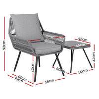 Outdoor Furniture 3-Piece Lounge Setting Chairs Table Bistro Set Patio Kings Warehouse 