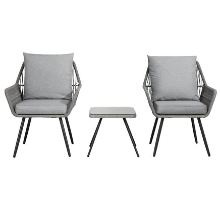 Outdoor Furniture 3-Piece Lounge Setting Chairs Table Bistro Set Patio Kings Warehouse 
