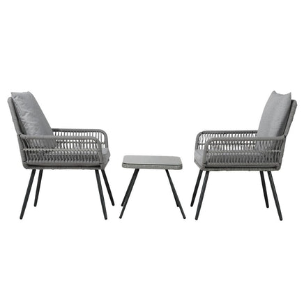 Outdoor Furniture 3-Piece Lounge Setting Chairs Table Bistro Set Patio Kings Warehouse 
