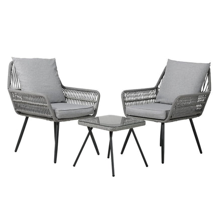 Outdoor Furniture 3-Piece Lounge Setting Chairs Table Bistro Set Patio Kings Warehouse 