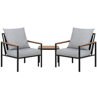 Outdoor Furniture 3pcs Lounge Setting Bistro Set Chairs Table Patio Kings Warehouse 
