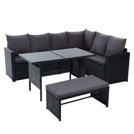 Outdoor Furniture Dining Setting Sofa Set Lounge Wicker 8 Seater Black Furniture Kings Warehouse