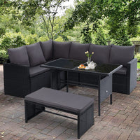 Outdoor Furniture Dining Setting Sofa Set Lounge Wicker 8 Seater Black Furniture Kings Warehouse 