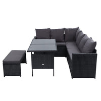 Outdoor Furniture Dining Setting Sofa Set Lounge Wicker 8 Seater Black Furniture Kings Warehouse 