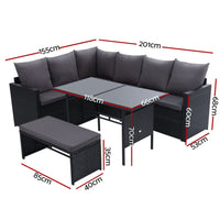 Outdoor Furniture Dining Setting Sofa Set Lounge Wicker 8 Seater Black Furniture Kings Warehouse 