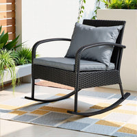 Outdoor Furniture Rocking Chair Wicker Garden Patio Lounge Setting Black Furniture Kings Warehouse 