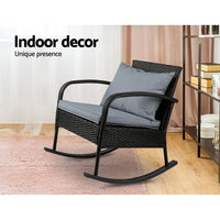 Outdoor Furniture Rocking Chair Wicker Garden Patio Lounge Setting Black Furniture Kings Warehouse 